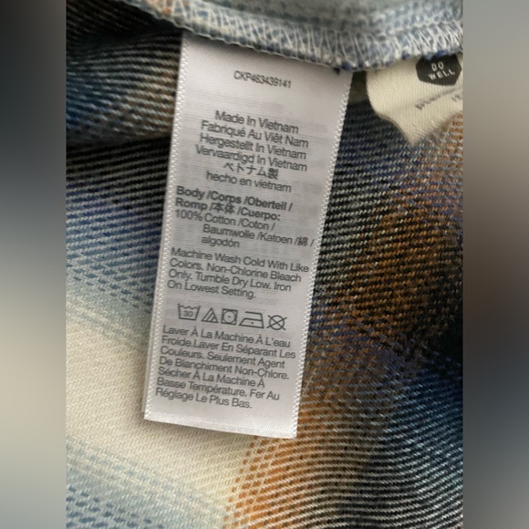 Madewell Size L Flannel Westlake Shirt in Allen Plaid in Haze Plaid Wispy Cloud - Picture 8 of 8